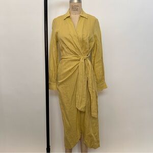Magaschoni Mustard Long Sleeve Wrap Dress